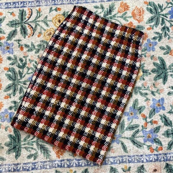Worth Dresses & Skirts - Worth Tweed Plaid Check Pencil Wool Skirt Career Size 4
